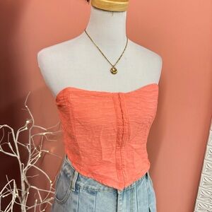 NWT! Forever 21 Coral Strapless Corset Crop Top